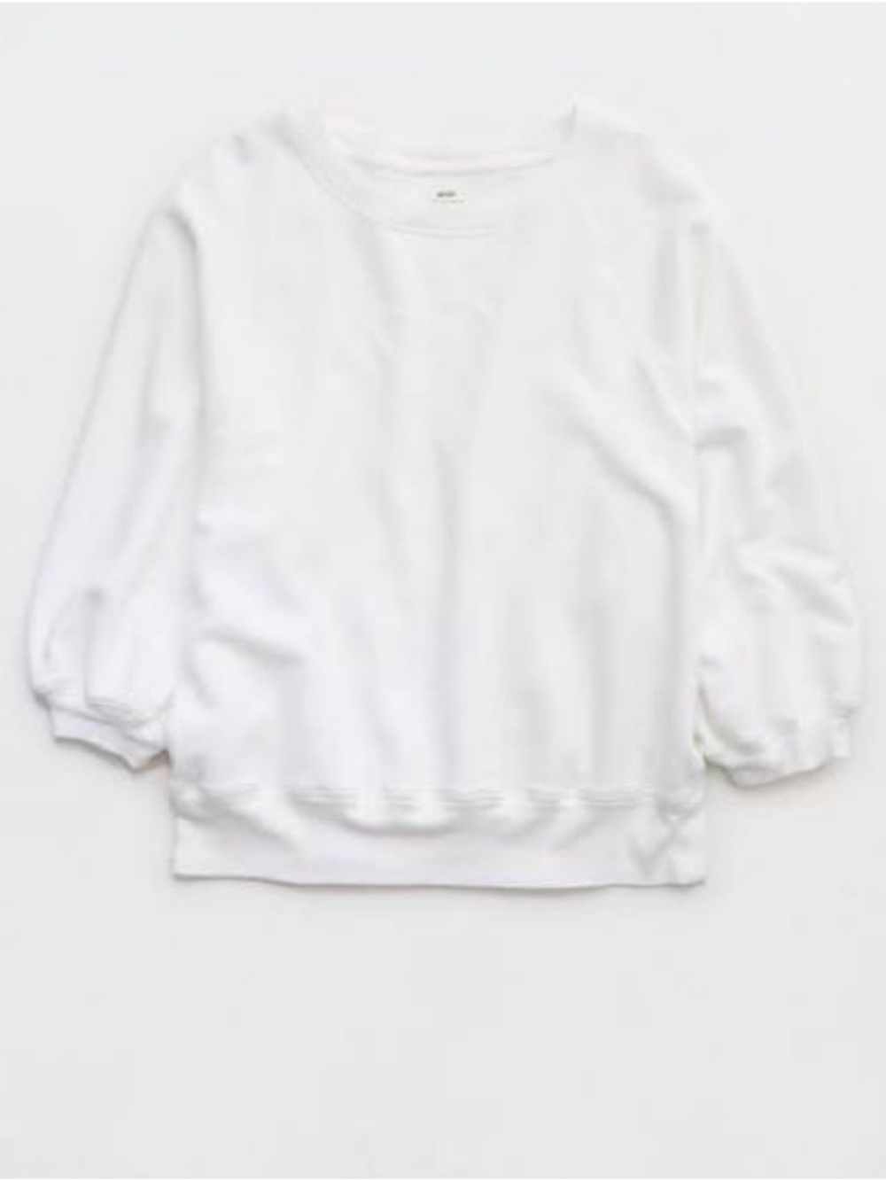 aerie Femme White Crewneck Puff Sleeve Sweatshirt XS